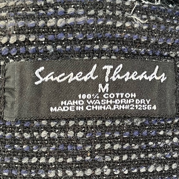 SACRED THREADS ~ Fantastic Pattern-Blocked Jacket w/Floral Detail at Hem ~Medium - Picture 6 of 7